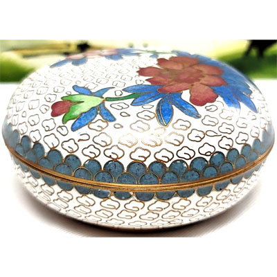 CLOISONNE BOX02 3"X1.75" WHITE